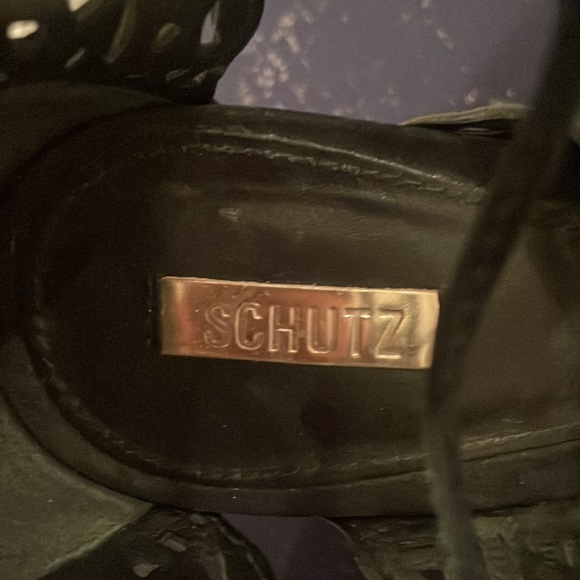 Schutz black lace-up heels with peep toe. Size 8. - Picture 2 of 4